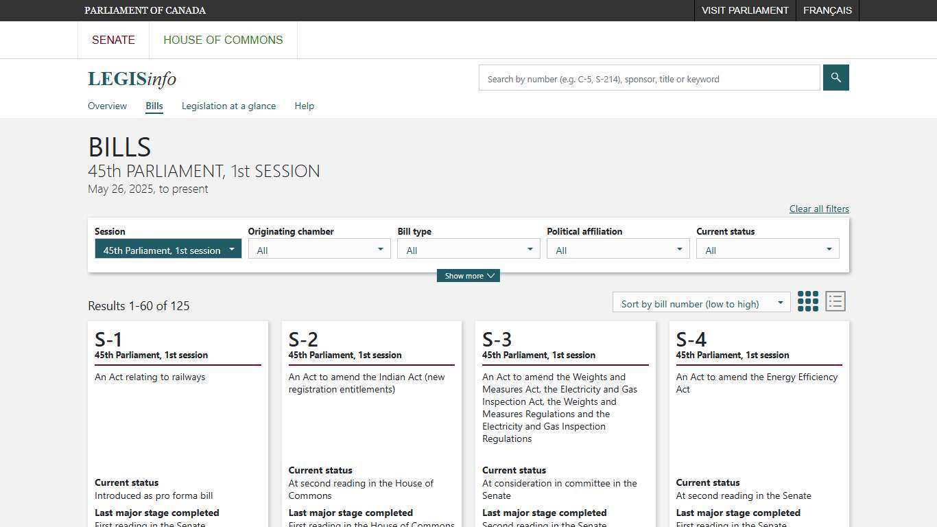 Bills from the 45th Parliament, 1st session - LEGISinfo - Parliament of Canada